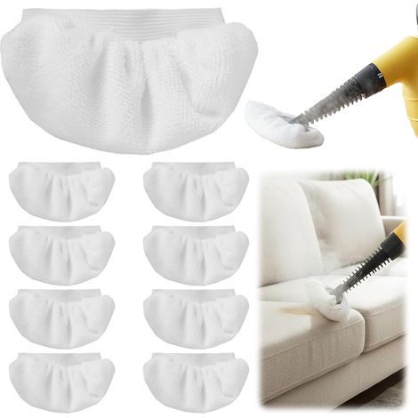 Lot de 8 tampons de rechange pour nettoyeur vapeur, en microfibre s, compatibles avec la plupart des nettoyeurs à vapeur portatifs et au sol pour le nettoyage de la maison (1/5)