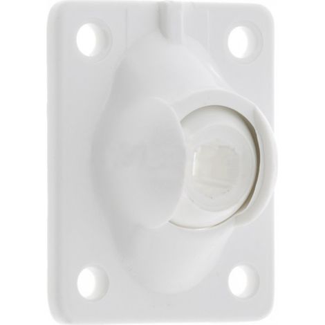 Cyclingcolors – Guide à rotule sortie de caisson de volet roulant – Platine 51x41mm – Pivotement 45° – Polyamide blanc – Sortie 6 pans 7mm et carré 6mm
