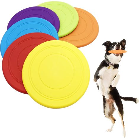Ensemble de 6 frisbees pour chiens - Disques flottants souples et interactifs pour chiens de petite et moyenne taille - Sans danger pour les dents (1/5)