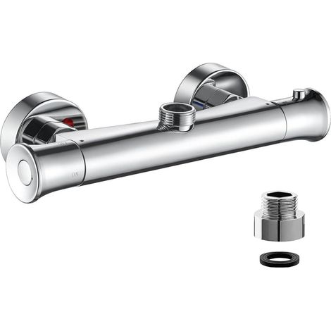 Thermostat-Duscharmatur Messing verchromt mit Verbrühschutz und konstanter Temperaturregelung (1/5)