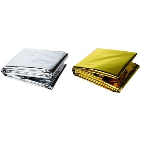 5-Piece Emergency Blanket Set, Gold and Silver Rescue Blanket, Disposable Portable Outdoor Emergency Blanket, 130 x 210 cm (1/3)