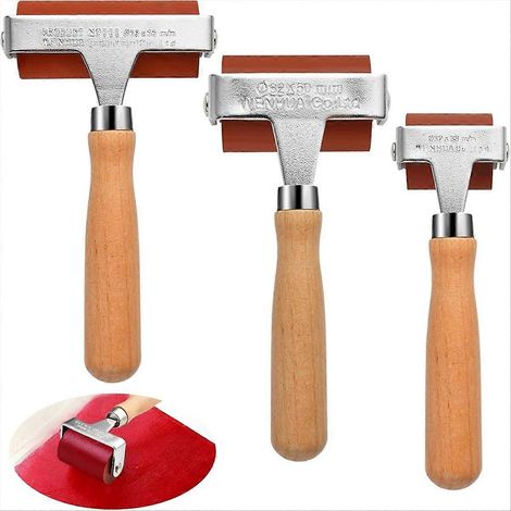 Lot de 3 rouleaux en caoutchouc, taille mixte, outils de marouflage polyvalents pour bricolage et travaux manuels. (1/5)