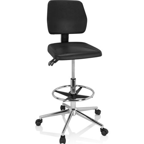 Drehhocker / Arbeitsstuhl TOP WORK 11 I Hartschaum schwarz Chrom hjh OFFICE (1/5)