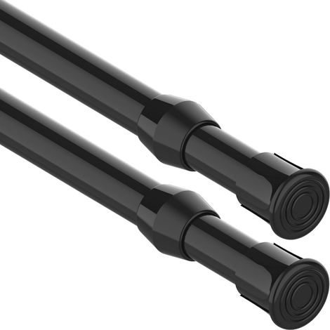 Lot de 2 Barres Rideau Extensible sans Perçage Tringle Extensible Pour Portes Fenêtres Cuisine Salle De Bains Chambre(45-60cm,Noir) (1/5)