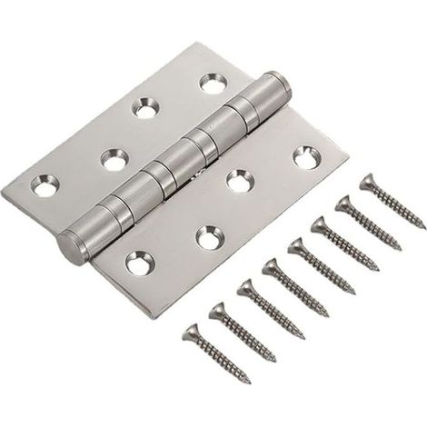 Charniere Porte, Charniere Inox avec Roulement a Billes, Plaque Acier Inoxydable pour Portes Intérieures, Atelier, Menuiserie, Rénovation, Extérieures, Fenêtres, Tiroirs, Maison, Garage (1/5)