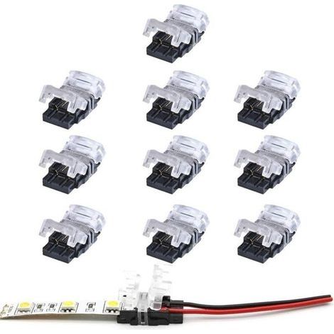 LED-Streifenverbinder, 2-polig, 10er-Pack LED-Strip-Verbinder mit 2 Pins für einfarbige SMD 5050/3528 LED-Streifen, wasserdicht und nicht wasserdicht, 10 mm (1/4)