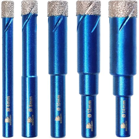 Forets Mèches Diamant Carrelage 6 8 10 12 14mm - Foret Céramique pour Porcelaine,Céramique, Granit,Carrelage(5 Pièces) (1/5)