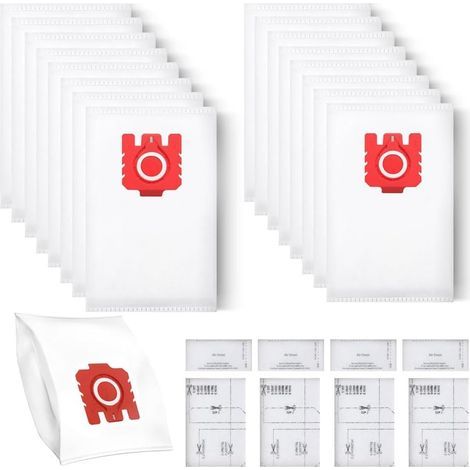 Applicable Lot de 16 sacs d'aspirateur pour aspirateur Miele FJM [Compact C2 & C1, Complete C1] Remplace FJM avec 4 filtres moteur et 4 filtres d'échappement [S6000, S4000, S700, S500, S300 & S200 Ser (1/5)