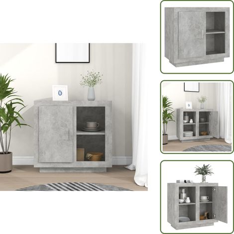Credenza in legno multistrato - vidaXL Credenza Grigio Cemento 80x40x75 cm - Credenza con scaffali