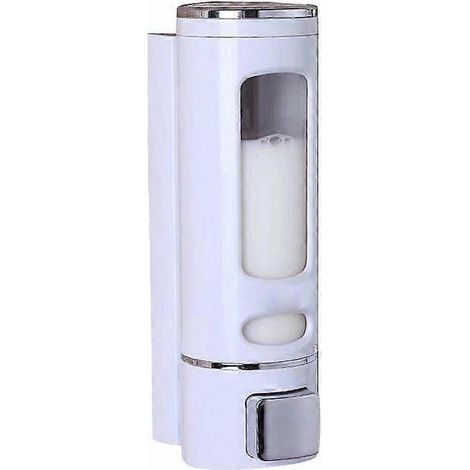 Manueller, wandmontierter Seifenspender für Flüssigseife, Duschgel und Shampoo – 400 ml, weiß
