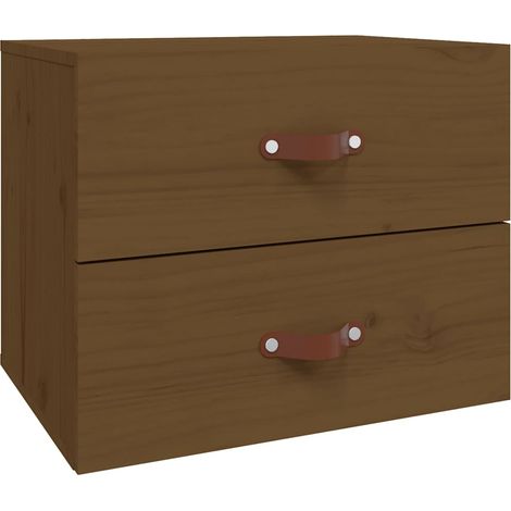 Maison Exclusive - Mesita de noche de pared marrón miel 50x36x40 (1/5)