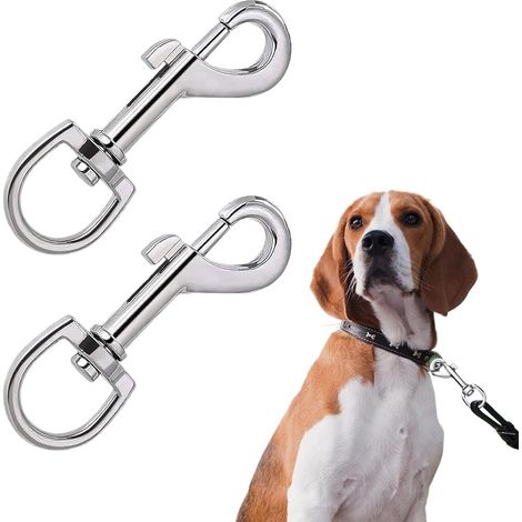 2 Pièces Mousquetons Pivotants pour Chiens, Mousqueton Laisse Chien, Crochets Mousquetons Pivotants, Chien Crochets Pivotants, Mousqueton Laisse Chien, pour Collier pour Chien, Porte-Clé, Sac à Dos (1/5)
