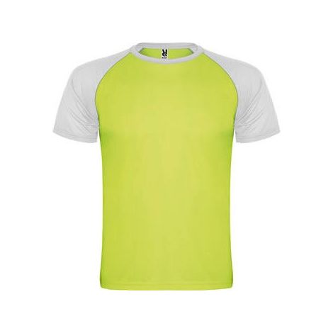 Camiseta deportiva en tejido técnico de manga corta INDIANAPOLIS ROLY 4 Verde Fluor/Blanco