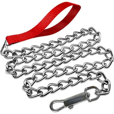 TrAdE Shop Traesio - Catena Per Cane Guinzaglio Cani 120x2x1,5cm Con Gancio Acciaio Maniglia Nylon -