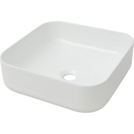 Lavabo carré Céramique Blanc 39x39x13,5 cm
