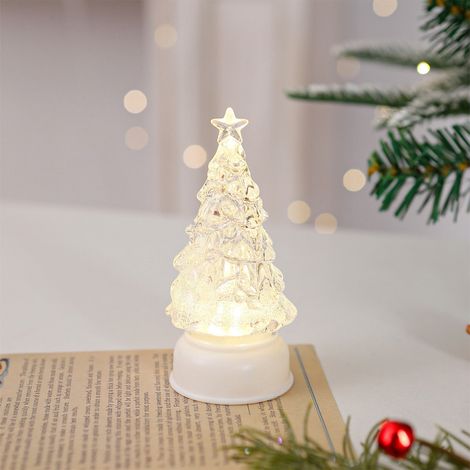 Figurine De Noël Éclairée - Arbre De Noël Miniature En Résine - Décoration Intérieure Bureau Maison Cheminée - 1 Pièce (1/5)