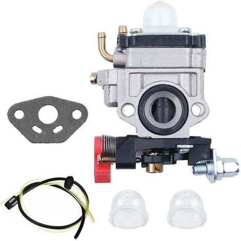 Vergaser kompatibel mit Walbro Typ WYJ 26cc-33cc Freischneidern und Rasenmähern mit Primärpumpen-Abstandshalter und Kraftstoffschlauchbaugruppe von Poweka