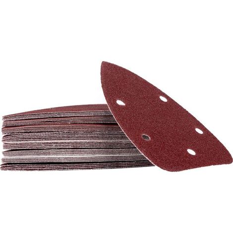 Lot de 60 feuilles abrasives à scratch pour ponceuse à main 92 x 140 mm Grain 10 x K40/60/80/120/180/240 5 trous Papier abrasif – Ponceuse à main – Ponceuse triangulaire (1/5)