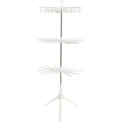 Étendoir à linge à 3 niveaux, avec cintres et pinces, blanc (1/5)
