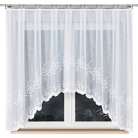 Bakaro - Cortina jacquard confeccionada con abertura en la parte inferior - 320 x 160 cm - blanca (1/5)
