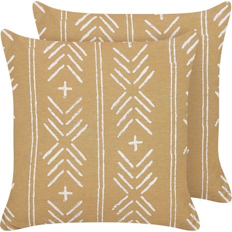 Dekokissen 2er Set BANYAN Baumwolle 45 x 45 cm Sandbeige Geometrisches Muster