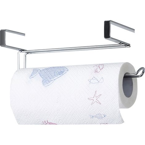 1 porte-rouleau de cuisine, porte-serviettes en acier inoxydable à suspendre au-dessus d'un meuble, support de rangement pour papier toilette à placer sous une étagère-AquaForge (1/5)