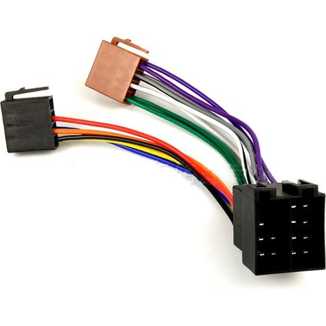Adaptateur autoradio ISO 16 broches stéréo pour de nombreux modèles de voiture en ABS (1/5)