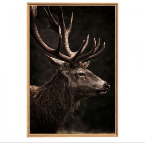 Tableau mural mat encadré cerf imperieux 65x97 cm - Tableau Mural Décoratif - Image Encadrée Imprimée en HD - Impression 65x97 cm sur Fibres de Bois FSC - Finition Mate - Fabriqué en France (1/5)