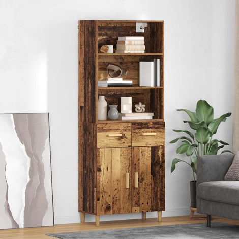 Highboard Altholz 69,5 x 32,5 x 180 cm Holzwerkstoff