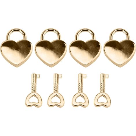 de 4 clés avec cadenas en forme de cœur clé en zinc plaqué