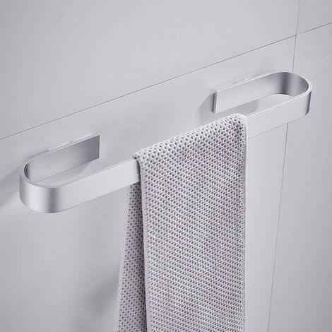 BEBUSINGOTO (Plata, 40 cm) Toallero de pared sin perforaciones, rieles inoxidables, toalleros de baño, perchero, toallero de cocina (1/5)