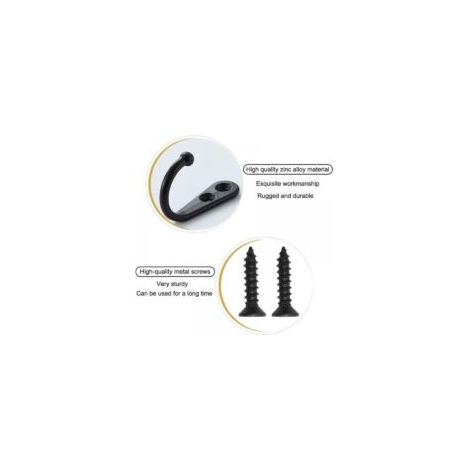 10 Retro-Wandhaken, schwarzes Metall, zum einfachen Anschrauben, Vintage-Stil, für Bademäntel, Regale, Schubladen, Spinde, Badezimmer - Crezuo