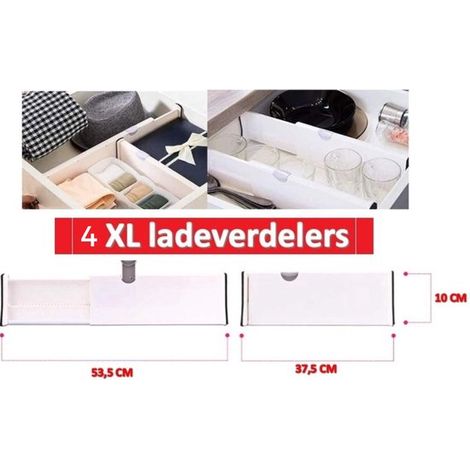 Lot de 4 séparateurs de tiroir réglables et extensibles – Organisateur pour cuisine, chambre, bureau – Plastique transparent (1/5)