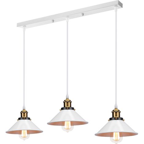 Lámparas De Colgar De Estilo Retro Lámpara De Techo Vintage 3 Luces Blanco Lámparas De Colgar Industrial Lámpara De Techo De Hierro Metálico,Ø22Cm