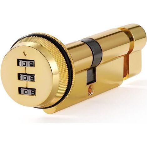 70 mm (35/35T) Pvd Gold Serrure à cylindre européen à bouton tournant, anti-bumping et, haute sécurité pour portes composites en bois et PVC, serrure à came combinée. (1/5)
