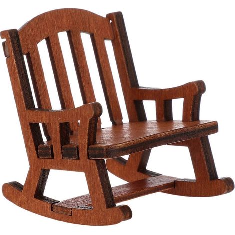1 pièce Miniature de fauteuil à bascule, modèle pour maison de poupée, décoration de mini-fauteuil-7x5.7cm-Brown