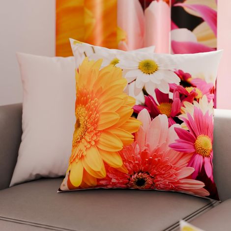 Lot de 2 Taies d'Oreillers 50x50 cm 100% Microfibre Hypoallergénique, Housse Oreiller Rectangulaire Floral Jaune, Paquet de 2 (1/3)