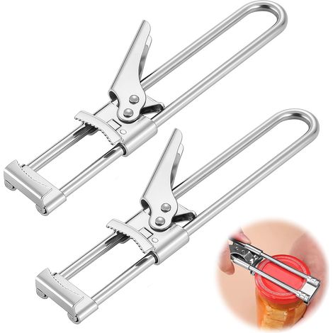 Lot de 2 multifonctionnel Acier Inoxydable Ouvre Bocal Réglable, Ouvre Bocal Sans Effort Manuel, pour Âgées Les Personnes Souffrant d'Arthrite (1/5)