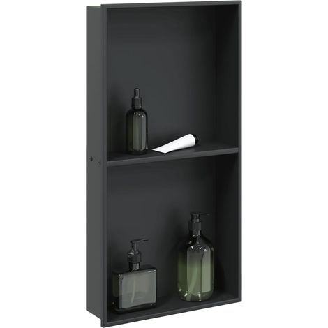 Duschnische Mattschwarz 32x62x9 cm Edelstahl