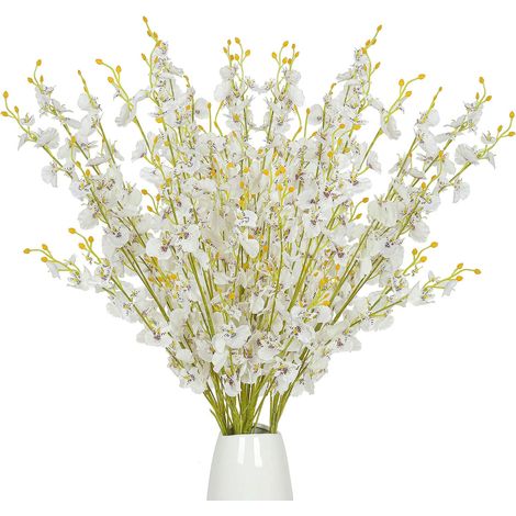 Lot de 12 orchidées artificielles en soie à longues tiges, idéales pour la décoration intérieure et extérieure, que ce soit pour un mariage, un bureau ou toute autre fête. (1/5)