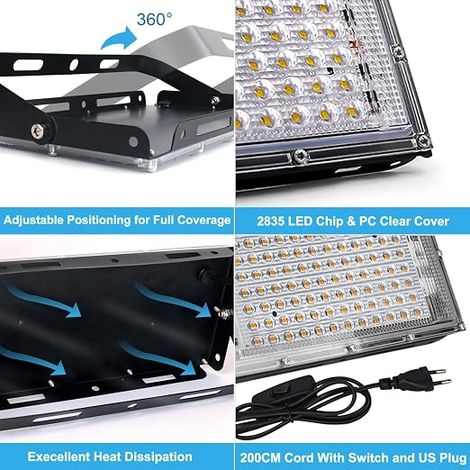 LED Outdoor Floodlight, Outdoor LED Spotlight, Warm White, Waterproof Security Lighting for Yard, Garden, Garage (1/4)