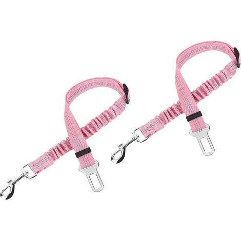 2pièces Ceinture de sécurité élastique pour animal domestique, laisse de sécurité réglable anti-choc extensible, laisse universelle pour voiture,Rose (1/5)