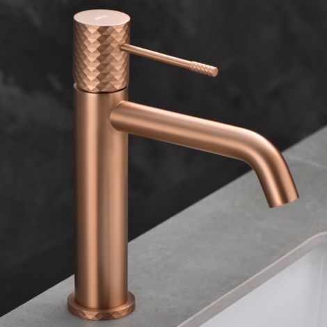 Imex -  Grifo Monomando Lavabo Caño Bajo Oro Rosa Serie  Génova