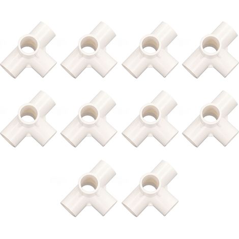 10 Pièces Raccord PVC 20mm Coude 5 Voies Angle Droit pour Meubles Blanc (1/5)