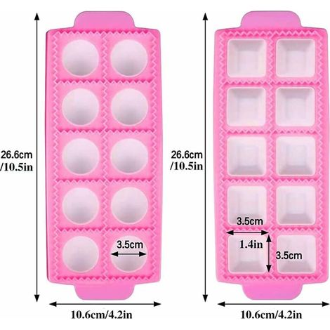 Green Mobility-Moules à Raviolis,Moule à Won ton Rond/ Moule à Won Ton Carré, 10 PièCes Pour PâTes Moule et PâTe Pression (Rose, 26.5 10.5 2cm)2 (1/5)