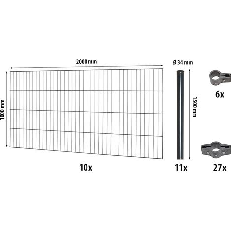 Classic ES-Mattenzaun-Set 1000 L=20 m, anthrazit