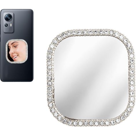 Autocollants miroir pour téléphone, miroirs carrés avec adhésif, miroirs rectangulaires, breloques pour smartphone, cadre en alliage de zinc argenté, idéal pour décorer une coque de smartphone, lot de
