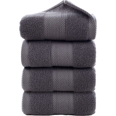 2 serviettes à main en coton, 75 x 34 cm, épaisseur 0,5 cm, pour visage et cheveux, salle de bain et sport (1/5)