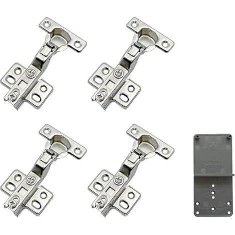 90 Degré Rentrant 26 mm Soft Close Charnieres avec Amortisseur Hydraulique Fermeture Automatique Charnière à Amorti pour Armoires de Porte Lot de 4