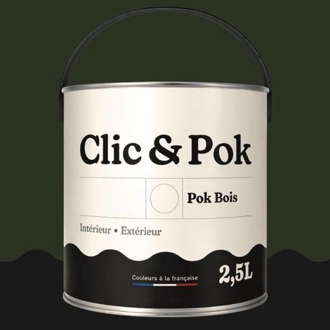 Peinture Bois Extérieur – POK BOIS - 2,5L - RAL 6007 - Vert bouteille- Résistante aux intempéries - Ne s'écaille pas